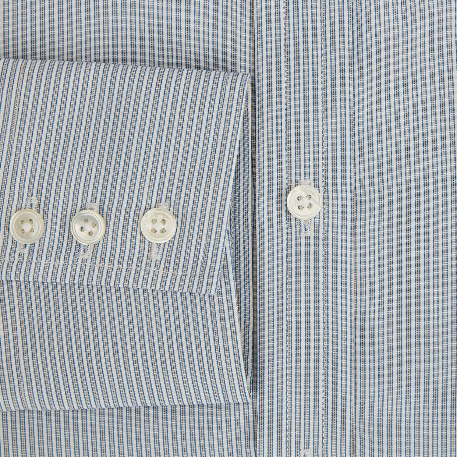 Blue/Brown Ticking Stripe Mayfair Shirt sold by Turnbull & Asser product image thumbnail 4