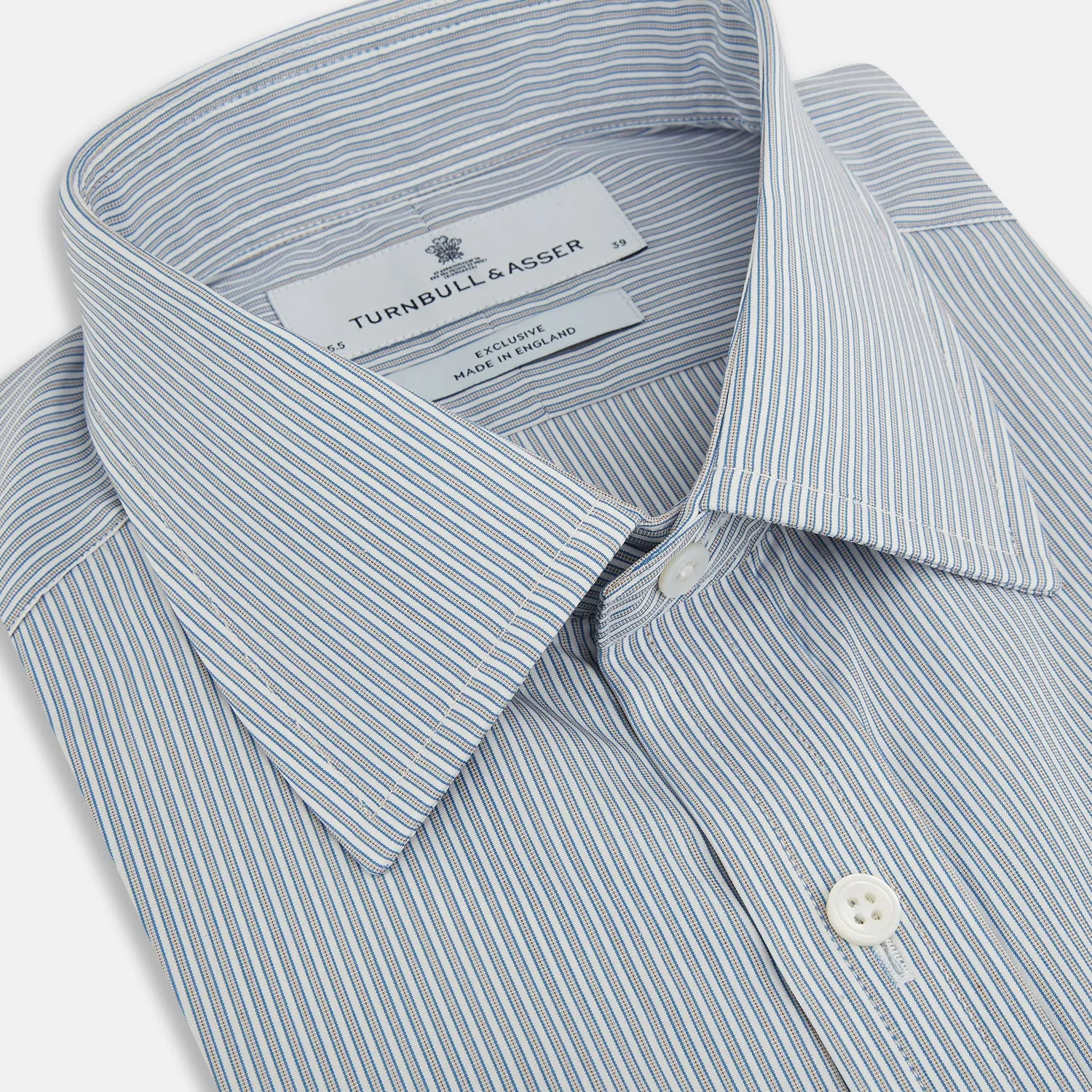 Blue/Brown Ticking Stripe Mayfair Shirt sold by Turnbull & Asser product image thumbnail 2