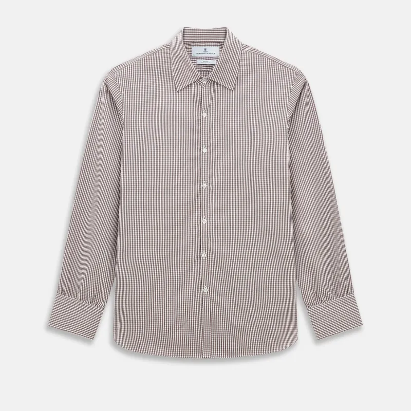 Burgundy Micro Check Westminster Shirt sold by Turnbull & Asser