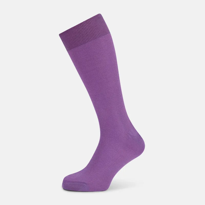 Violet Micro Knit Mid-Length Socks sold by Turnbull & Asser