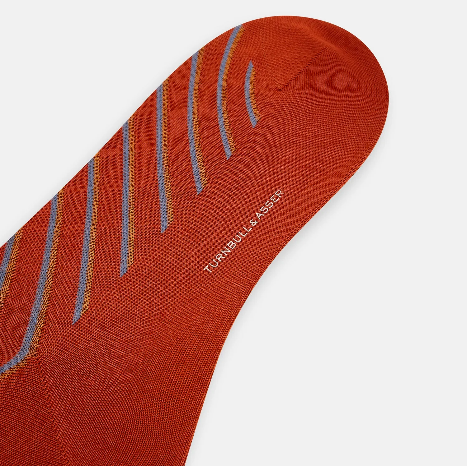 Rust/orange/blue Diagonal Striped Long Socks sold by Turnbull & Asser product image thumbnail 3