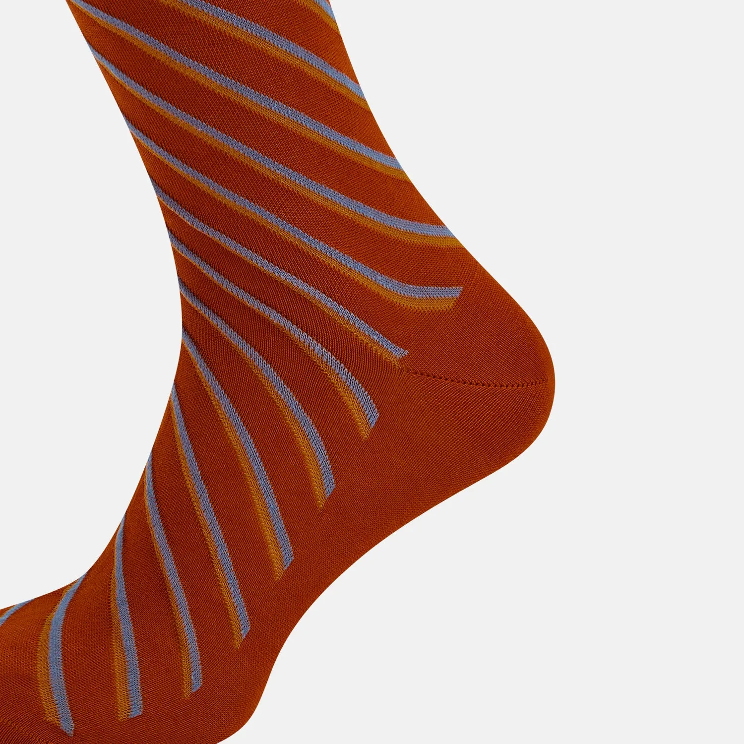 Rust/orange/blue Diagonal Striped Long Socks sold by Turnbull & Asser product image thumbnail 4