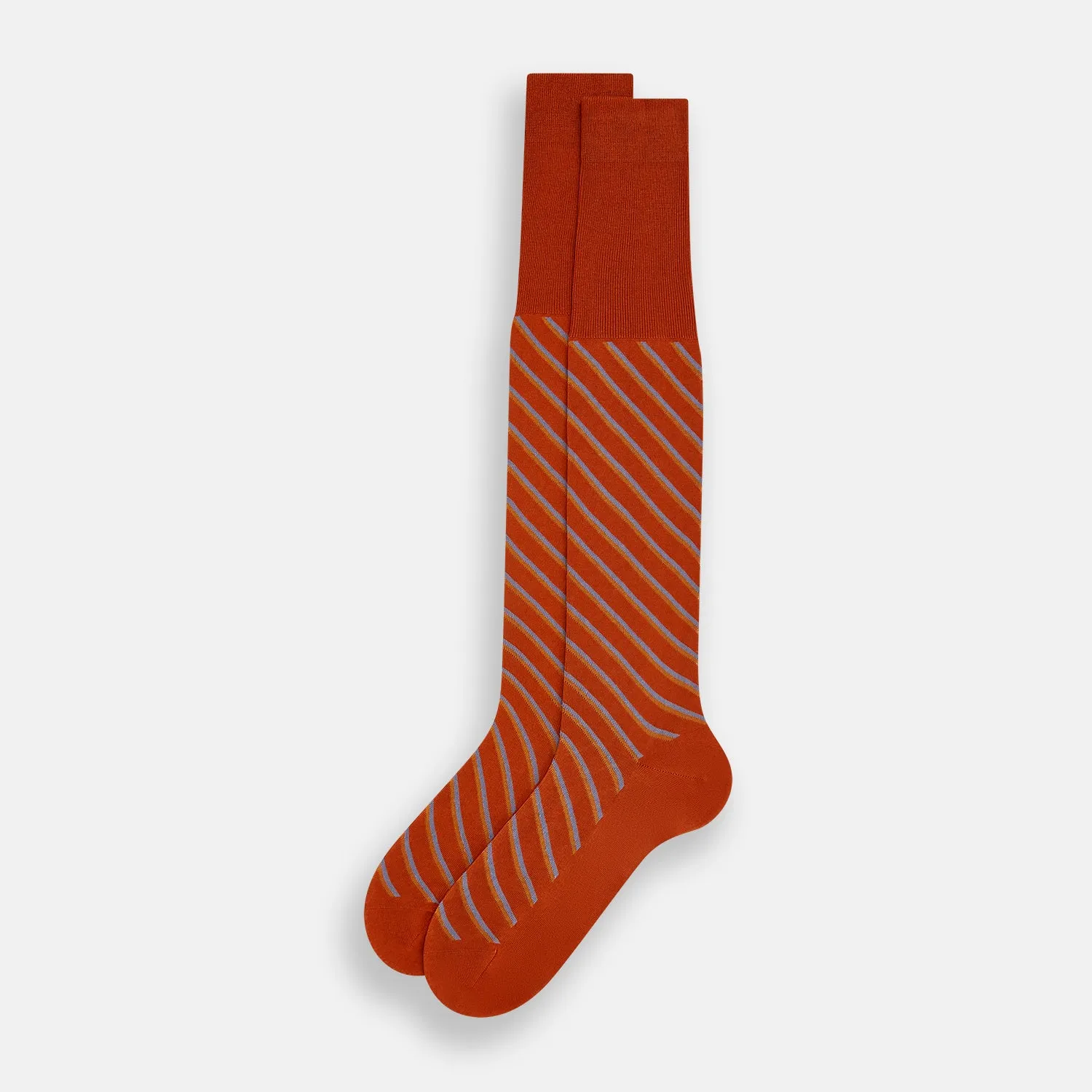 Rust/orange/blue Diagonal Striped Long Socks sold by Turnbull & Asser product image thumbnail 2