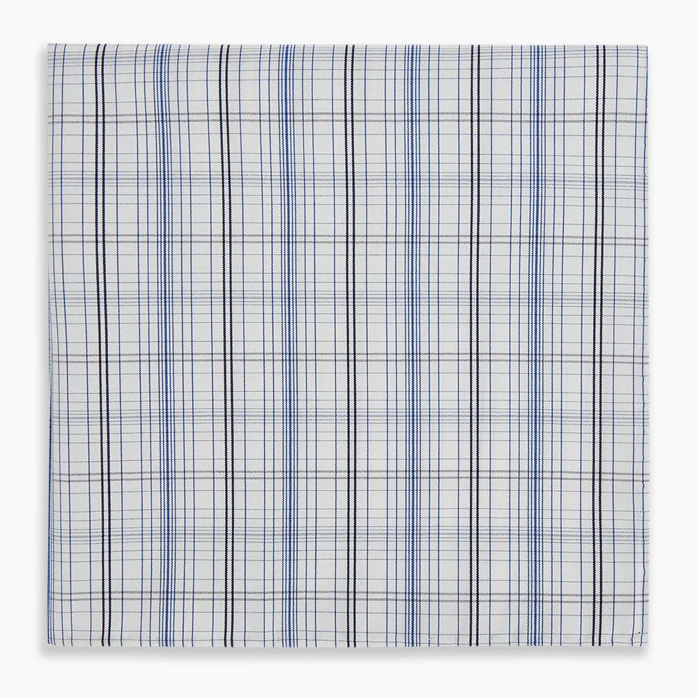 Blue and Navy Multi Check Hand-Rolled Handkerchief sold by Turnbull & Asser product image thumbnail 4