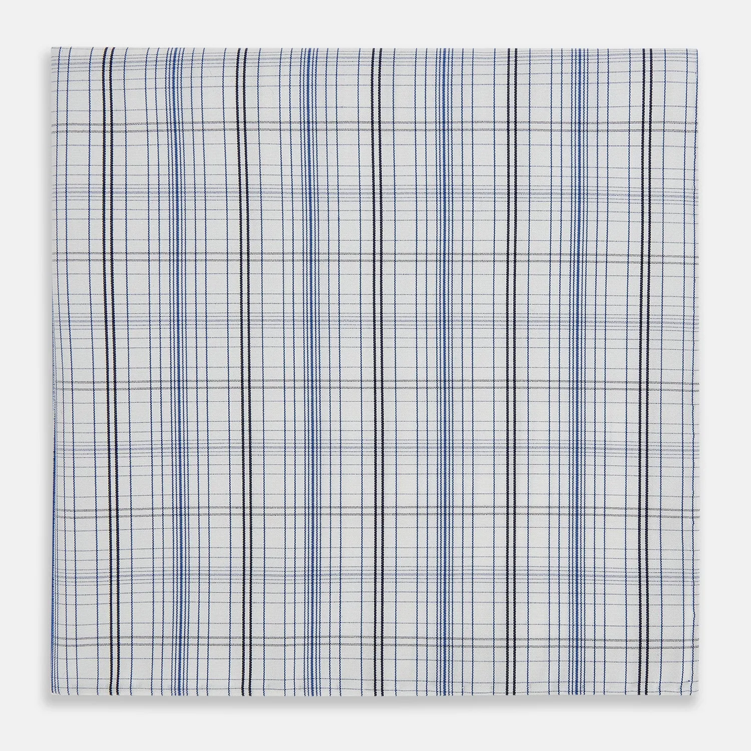 Blue and Navy Multi Check Hand-Rolled Handkerchief sold by Turnbull & Asser product image thumbnail 3