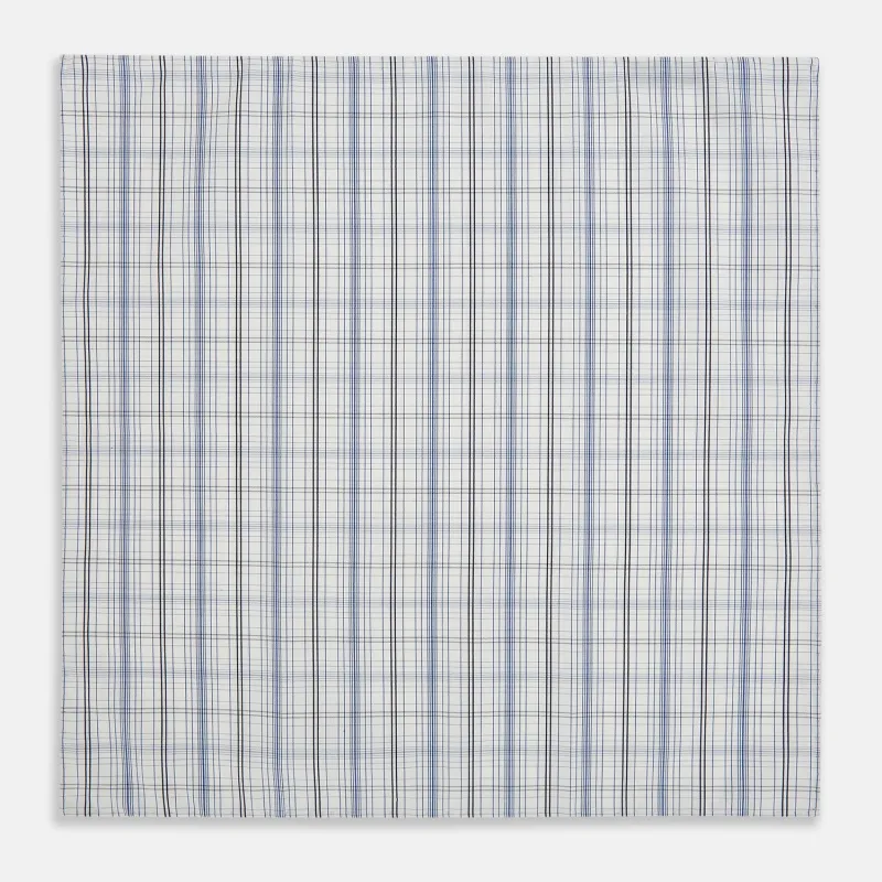 Blue and Navy Multi Check Hand-Rolled Handkerchief sold by Turnbull & Asser