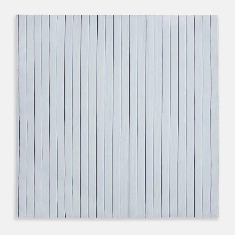 Navy and Blue Combination Stripe Hand-Rolled Handkerchief sold by Turnbull & Asser