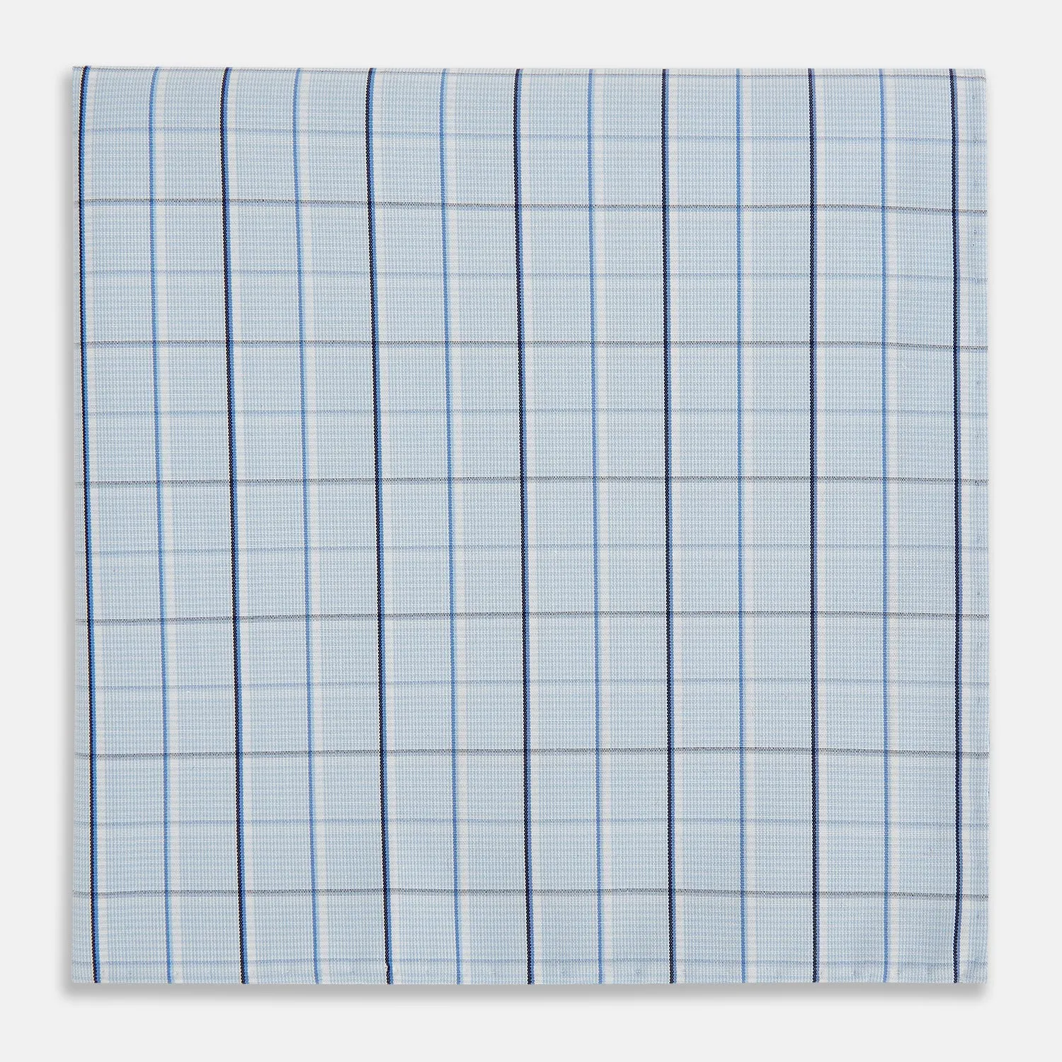 Navy and Blue Combination Check Hand-Rolled Handkerchief sold by Turnbull & Asser