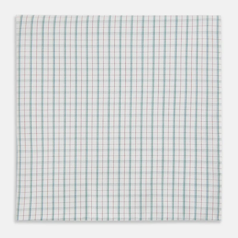 Green Multi Graph Check Hand-Rolled Handkerchief sold by Turnbull & Asser