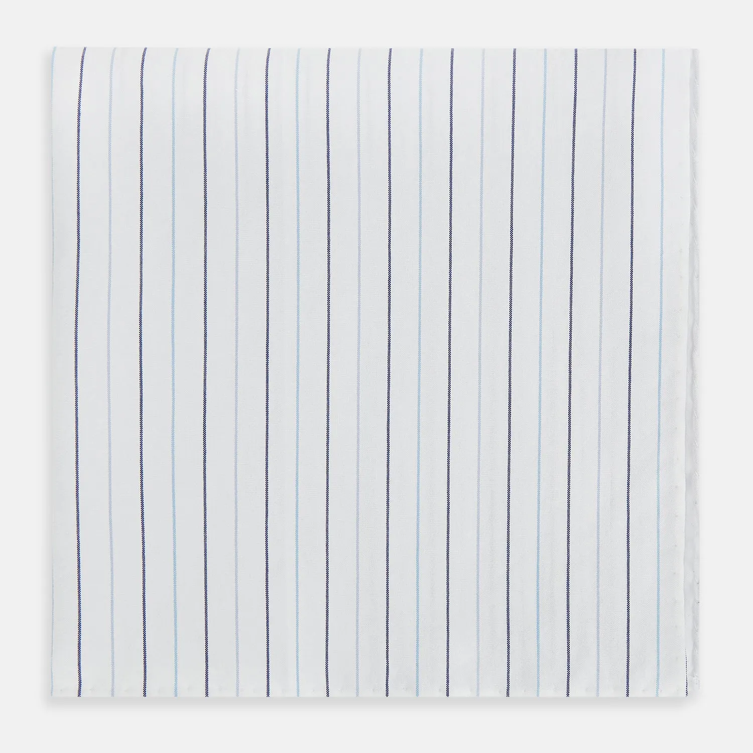 Navy and Blue Wide Pinstripe Hand-Rolled Handkerchief sold by Turnbull & Asser