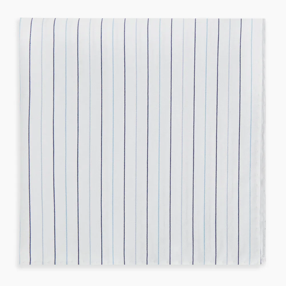 Navy and Blue Wide Pinstripe Hand-Rolled Handkerchief sold by Turnbull & Asser product image thumbnail 4