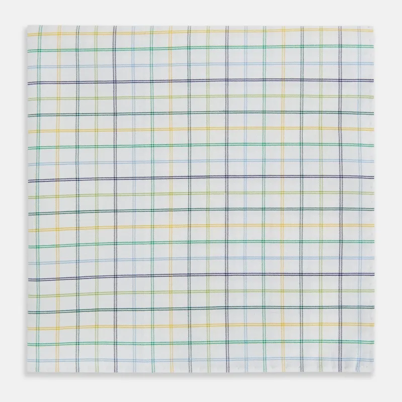 Green Multi Double Grid Check Hand-Rolled Handkerchief sold by Turnbull & Asser