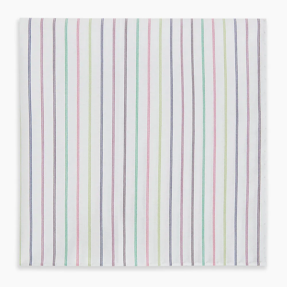 Green Multi Double Pinstripe Hand-Rolled Handkerchief sold by Turnbull & Asser product image thumbnail 4