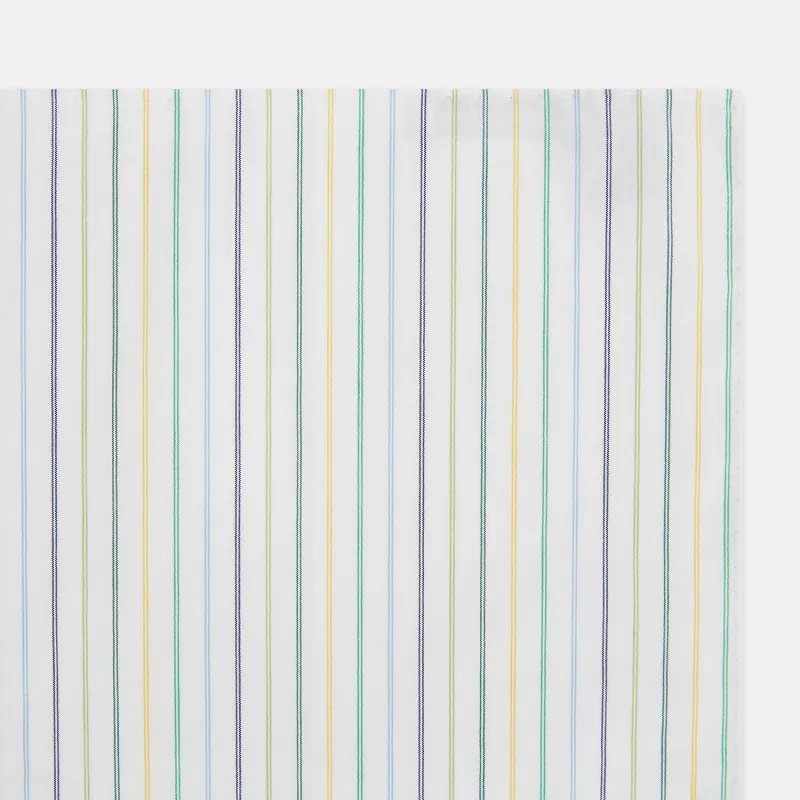 Yellow Multi Double Pinstripe Hand-Rolled Handkerchief sold by Turnbull & Asser