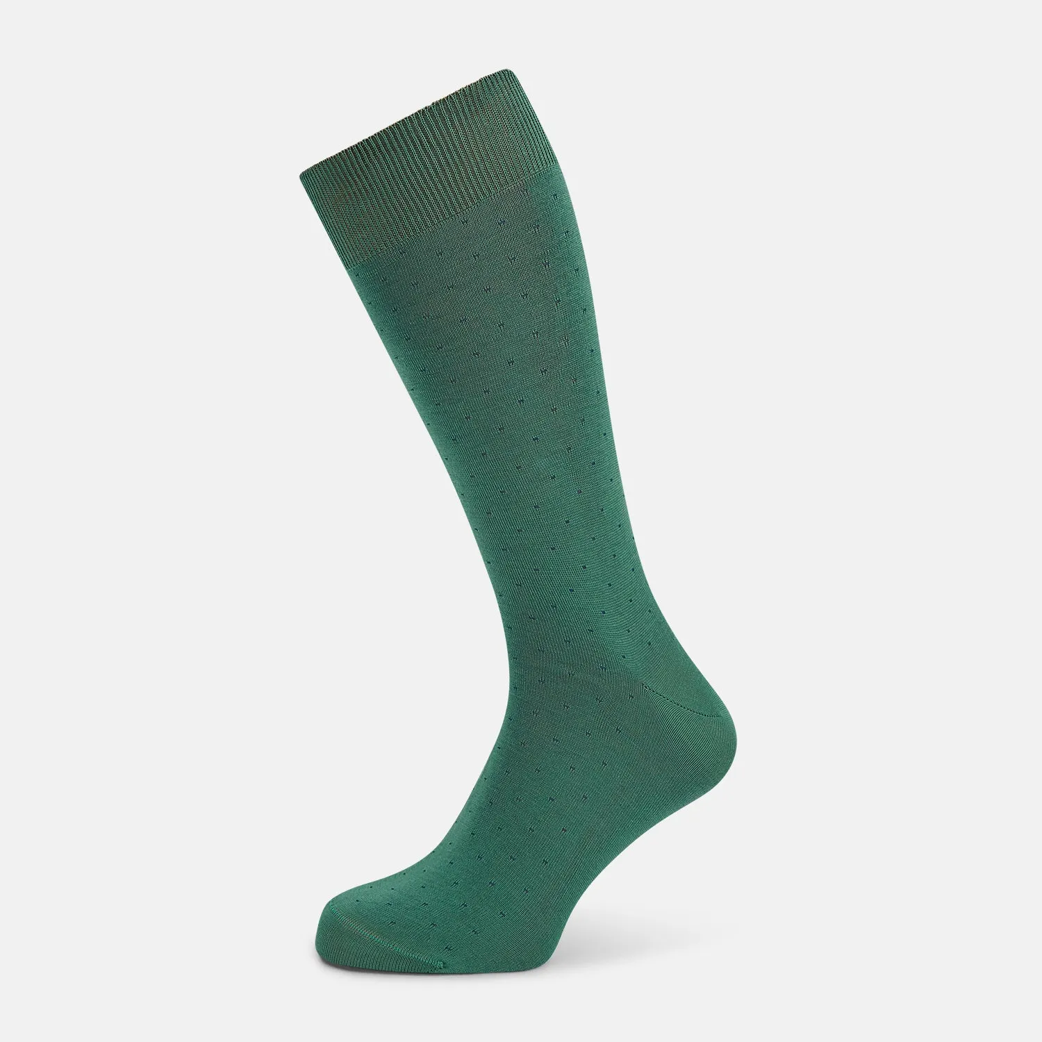 Forest Green/Navy Dot Mid-Length Socks sold by Turnbull & Asser