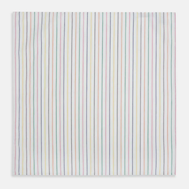 Rainbow Double Pinstripe Hand-Rolled Handkerchief sold by Turnbull & Asser