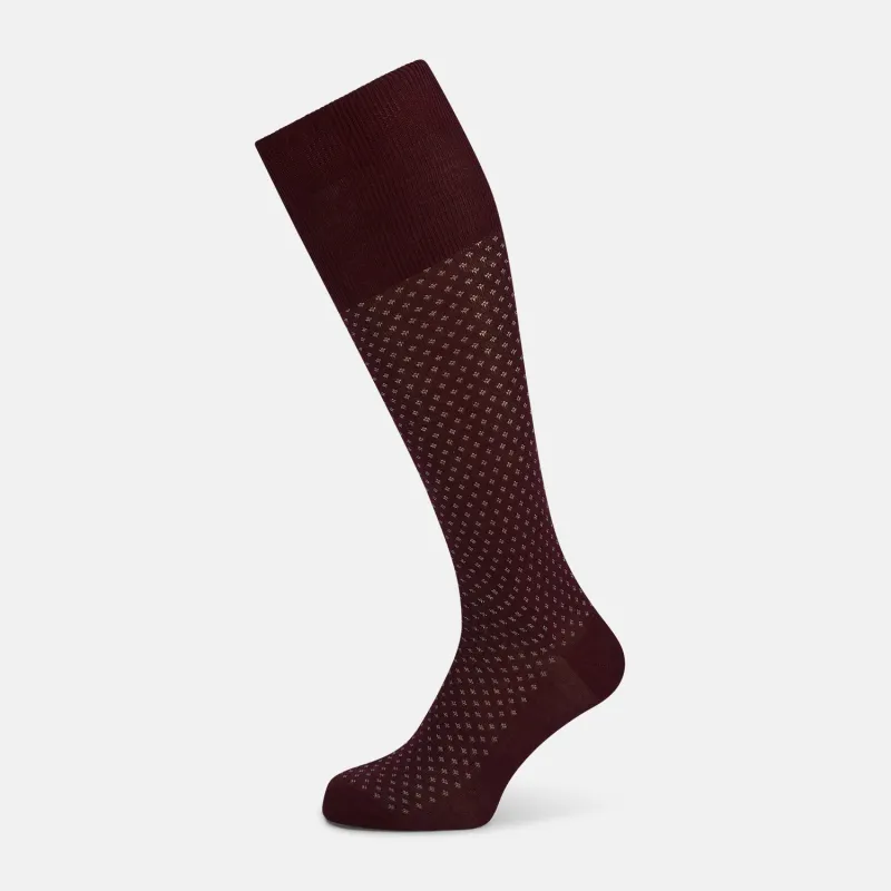 Burgundy Motif Long Socks sold by Turnbull & Asser
