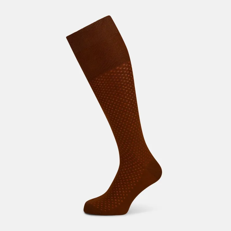 Rust Motif Long Socks sold by Turnbull & Asser