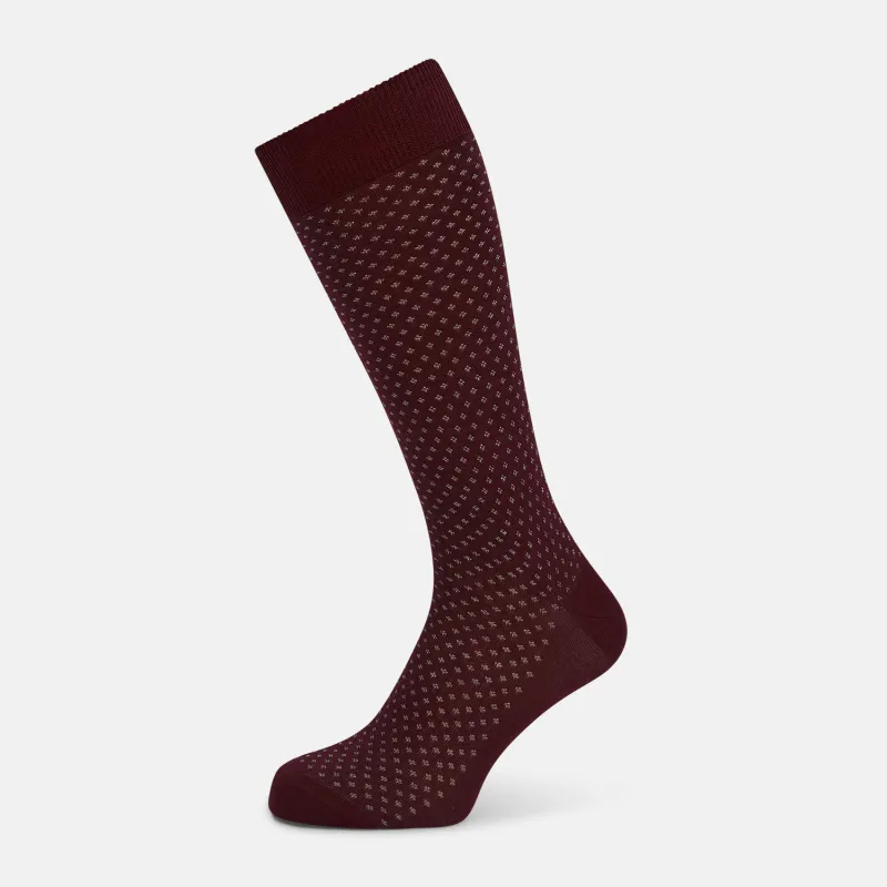 Burgundy Motif Mid-Length Socks sold by Turnbull & Asser