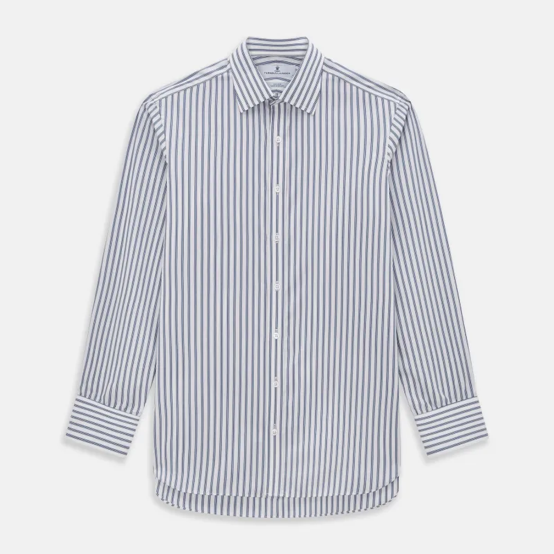 Blue Multi Wide Track Stripe Mayfair Shirt sold by Turnbull & Asser