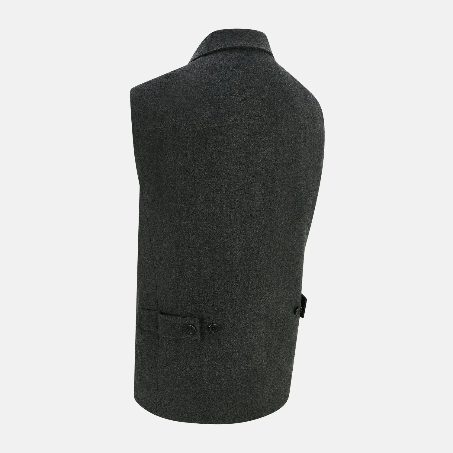 Graphite Melange Collared Single-breasted Waistcoat sold by Turnbull & Asser product image thumbnail 4