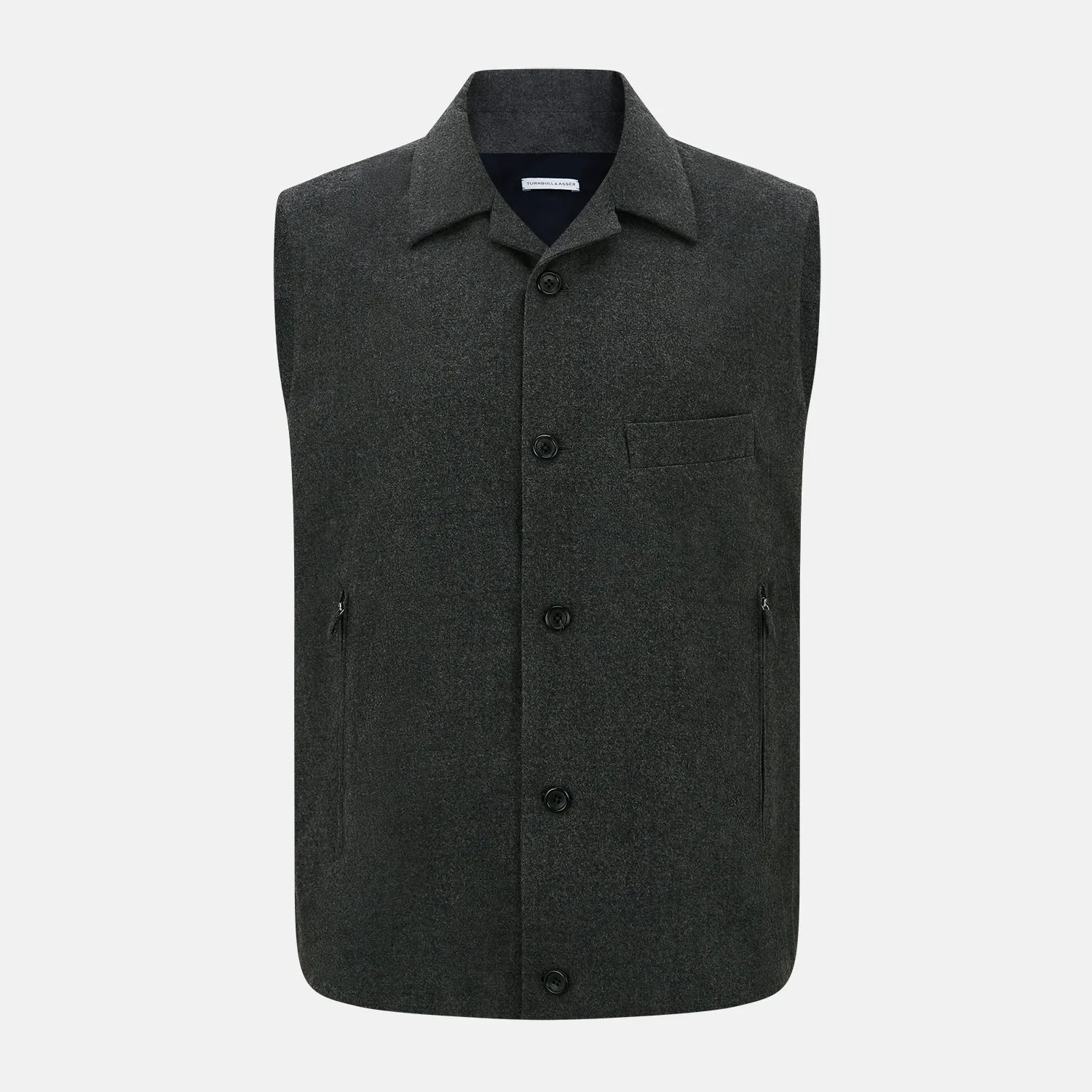 Graphite Melange Collared Single-breasted Waistcoat sold by Turnbull & Asser