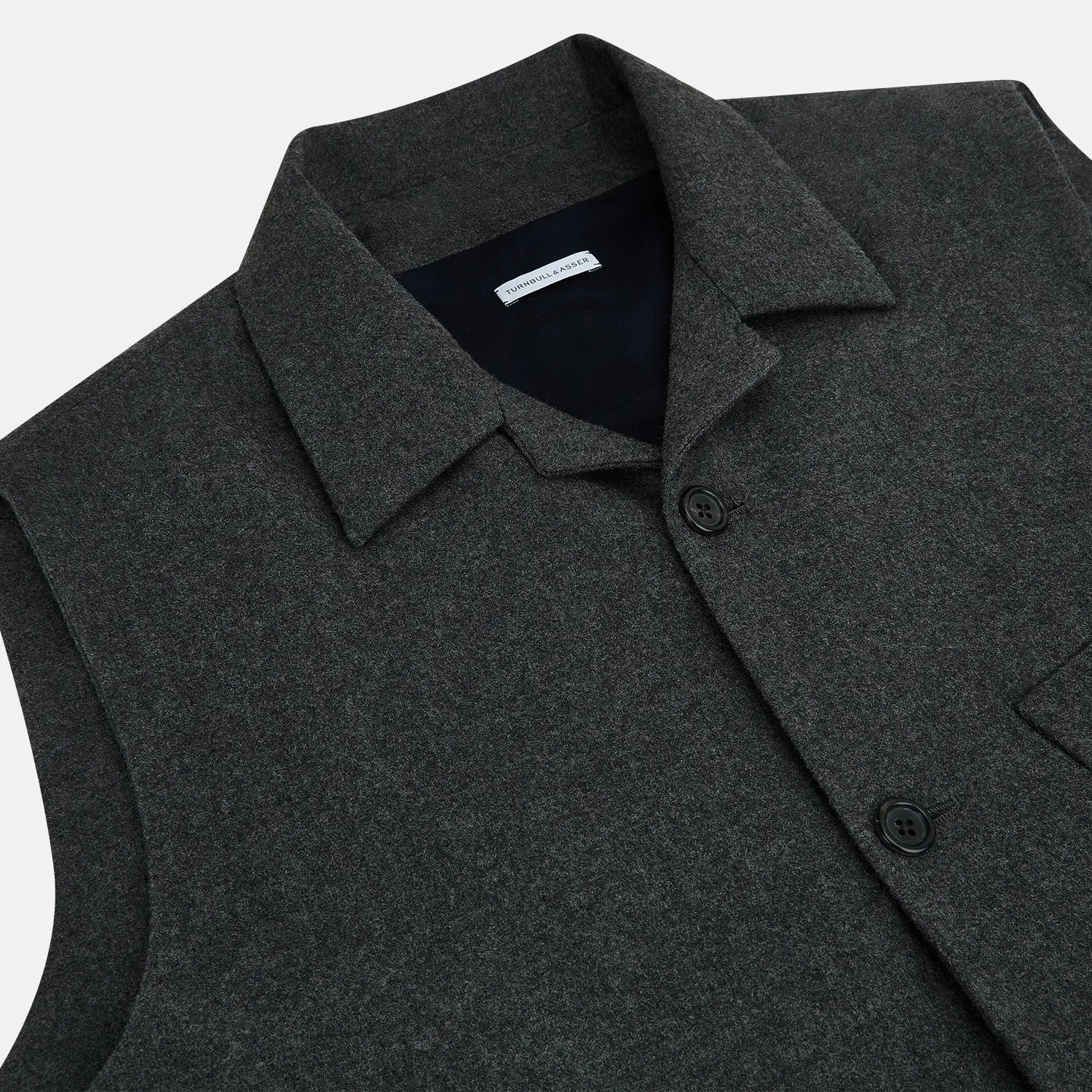 Graphite Melange Collared Single-breasted Waistcoat sold by Turnbull & Asser product image thumbnail 2
