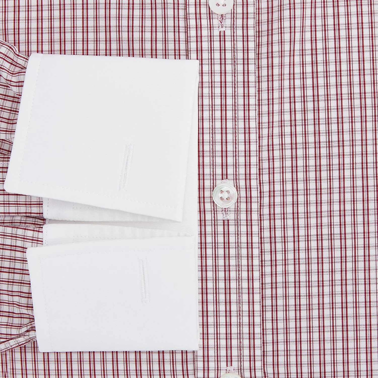 Red Micro Check Shirt with Contrast T&A Collar and Cuffs sold by Turnbull & Asser product image thumbnail 4