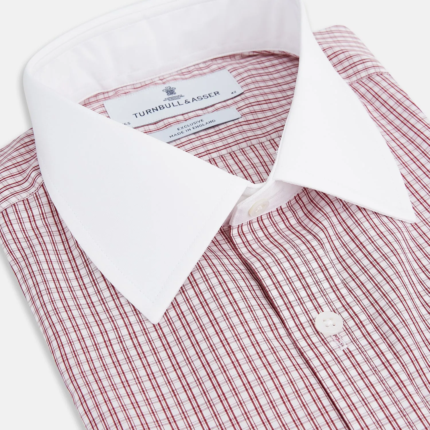 Red Micro Check Shirt with Contrast T&A Collar and Cuffs sold by Turnbull & Asser product image thumbnail 2