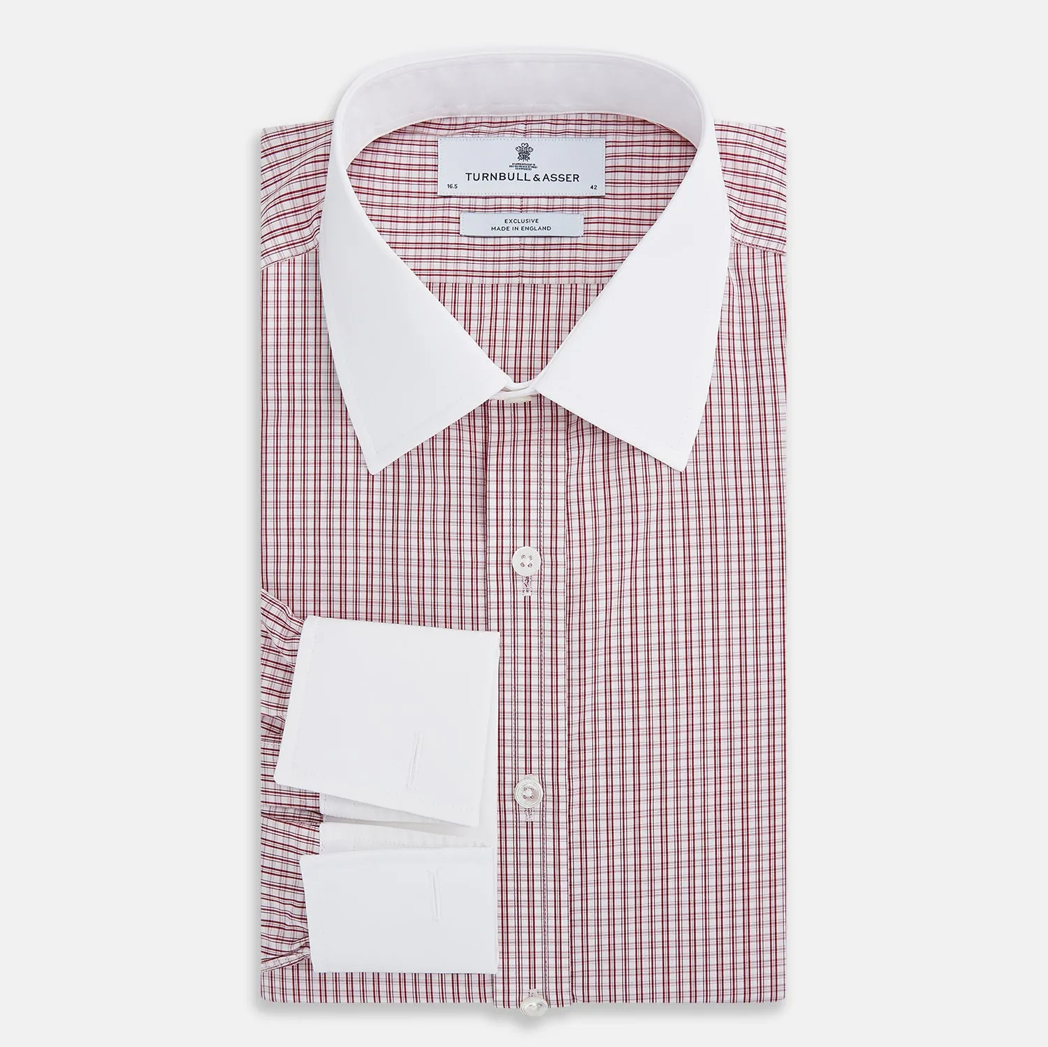 Red Micro Check Shirt with Contrast T&A Collar and Cuffs sold by Turnbull & Asser product image thumbnail 5