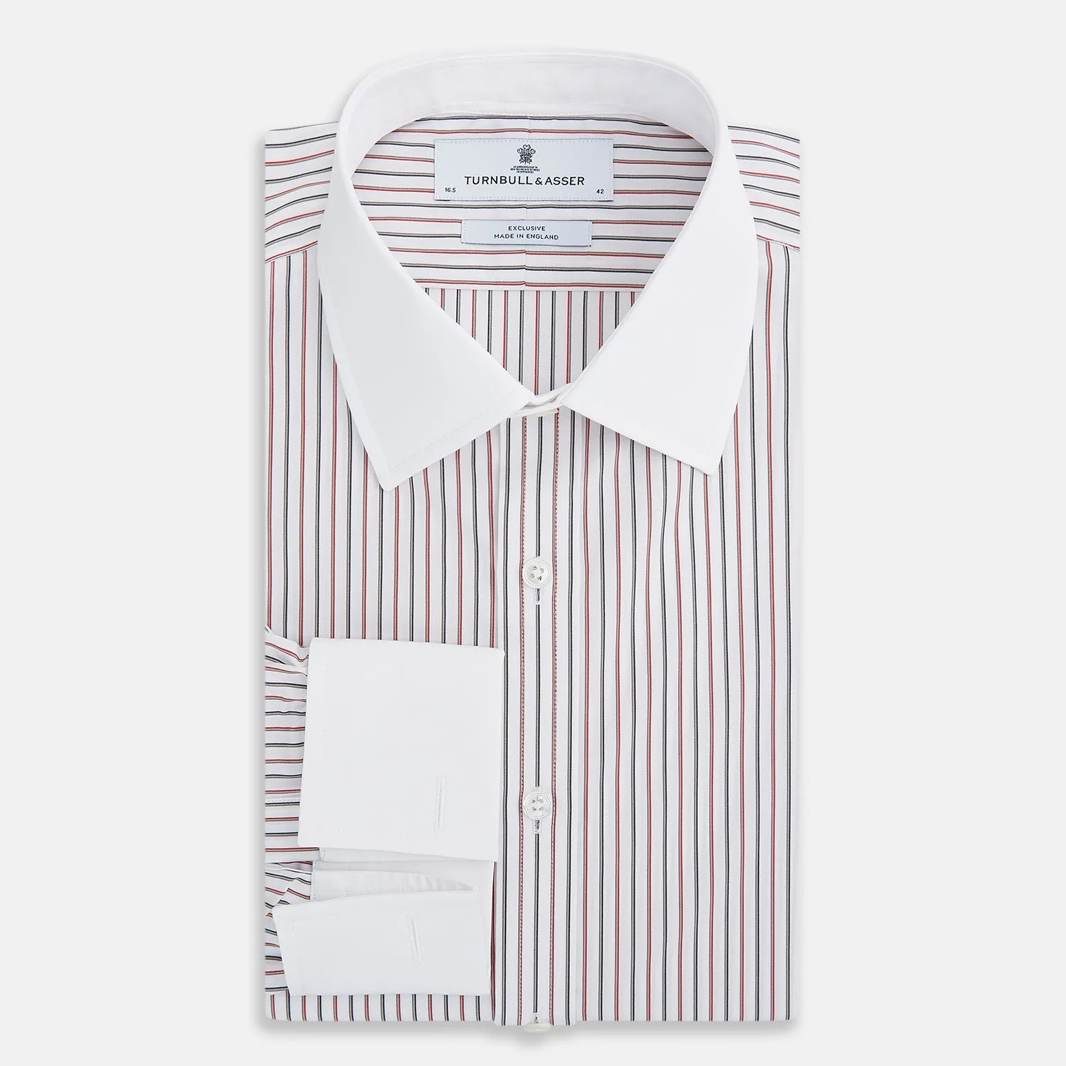 Red Double Stripe Shirt with Contrast T&A Collar and Cuffs sold by Turnbull & Asser product image thumbnail 5