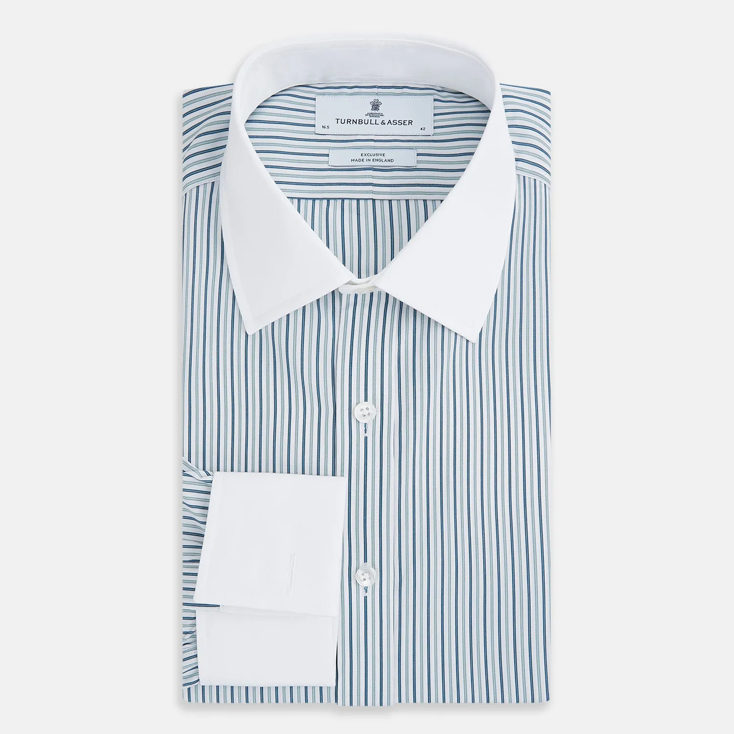 Green Double Stripe Shirt with Contrast T&A Collar and Cuffs sold by Turnbull & Asser product image thumbnail 5