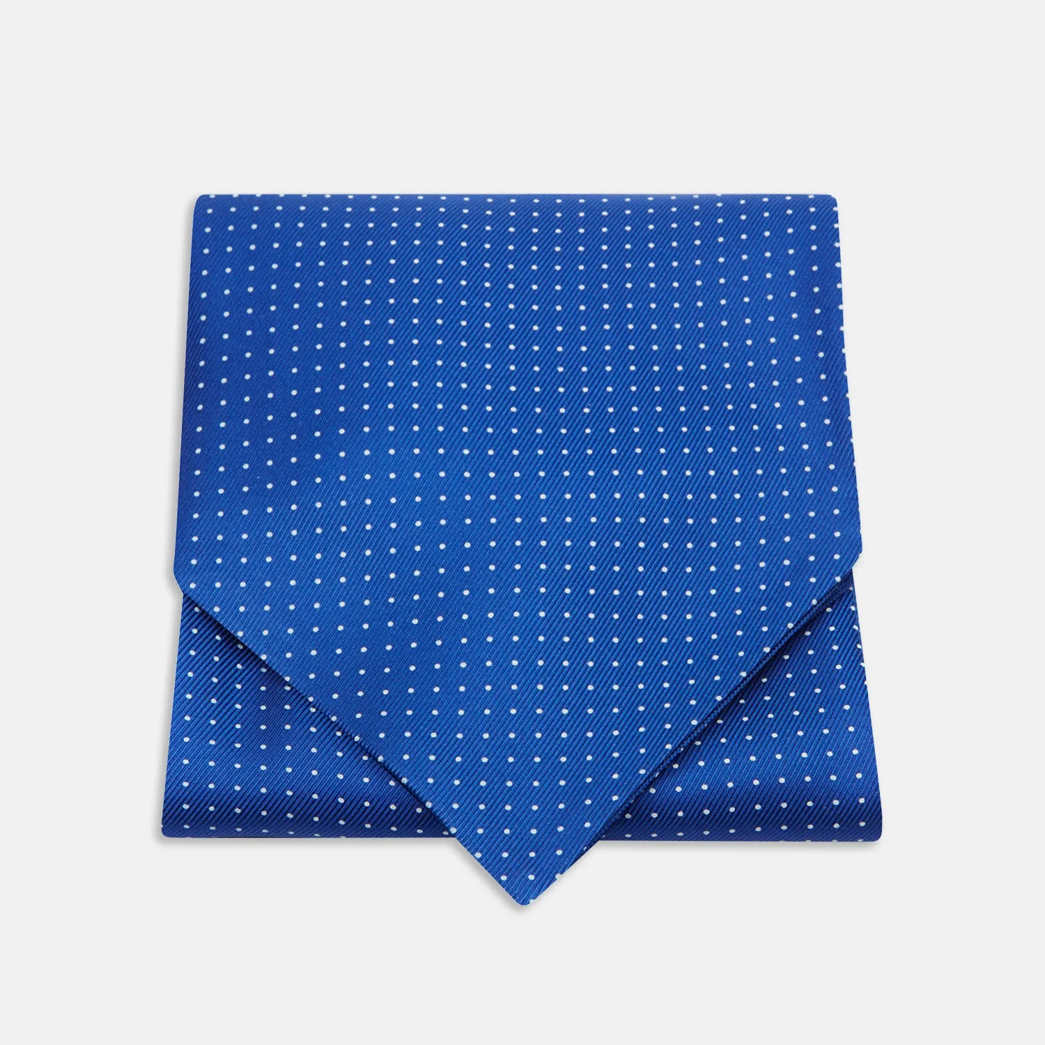 Royal Blue and White Small Spot Silk Ascot Tie sold by Turnbull & Asser