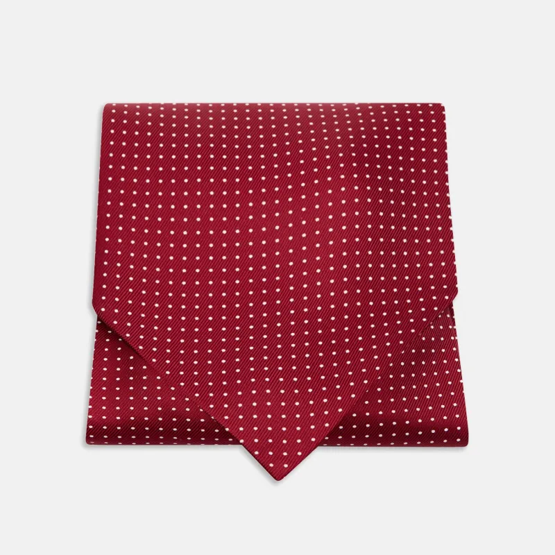 Burgundy and White Mini Spot Silk Cravat sold by Turnbull & Asser