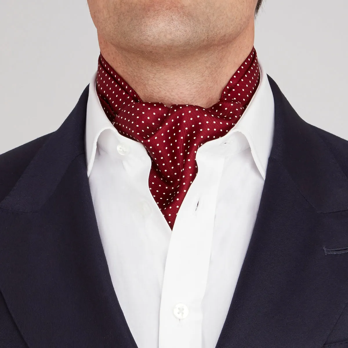 Burgundy and White Mini Spot Silk Cravat sold by Turnbull & Asser product image thumbnail 2