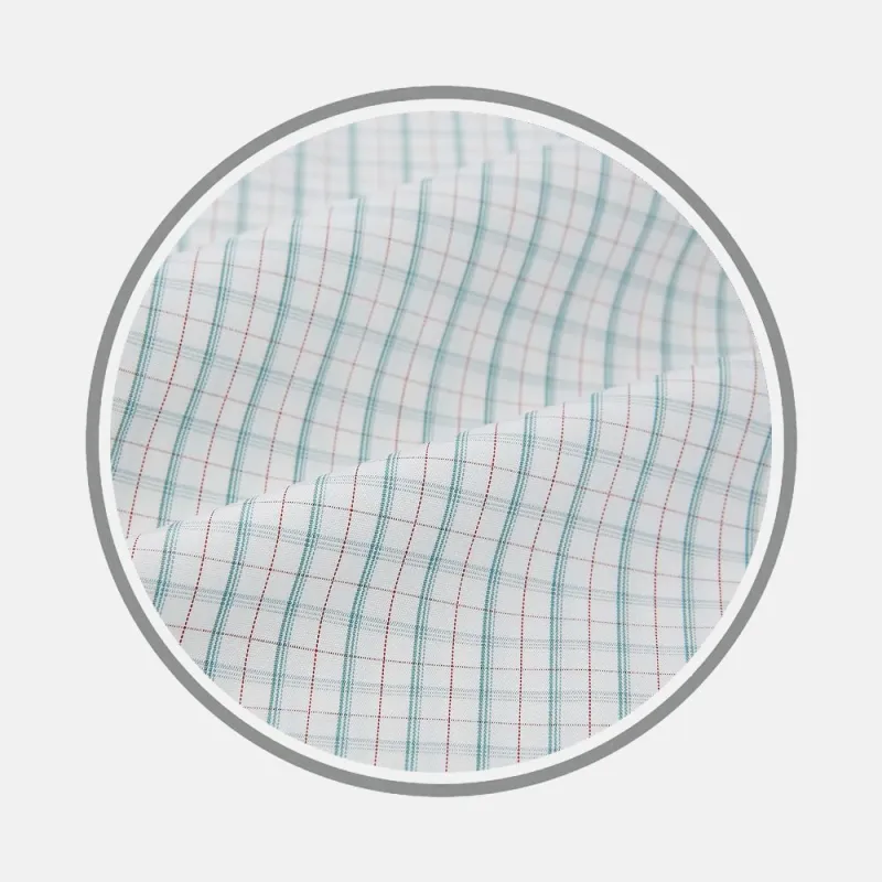 Turquoise and Red Multi Check Fabric sold by Turnbull & Asser