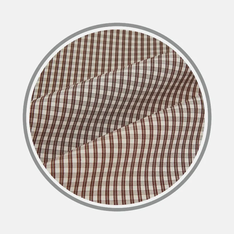 Burgundy Micro Check Fabric sold by Turnbull & Asser