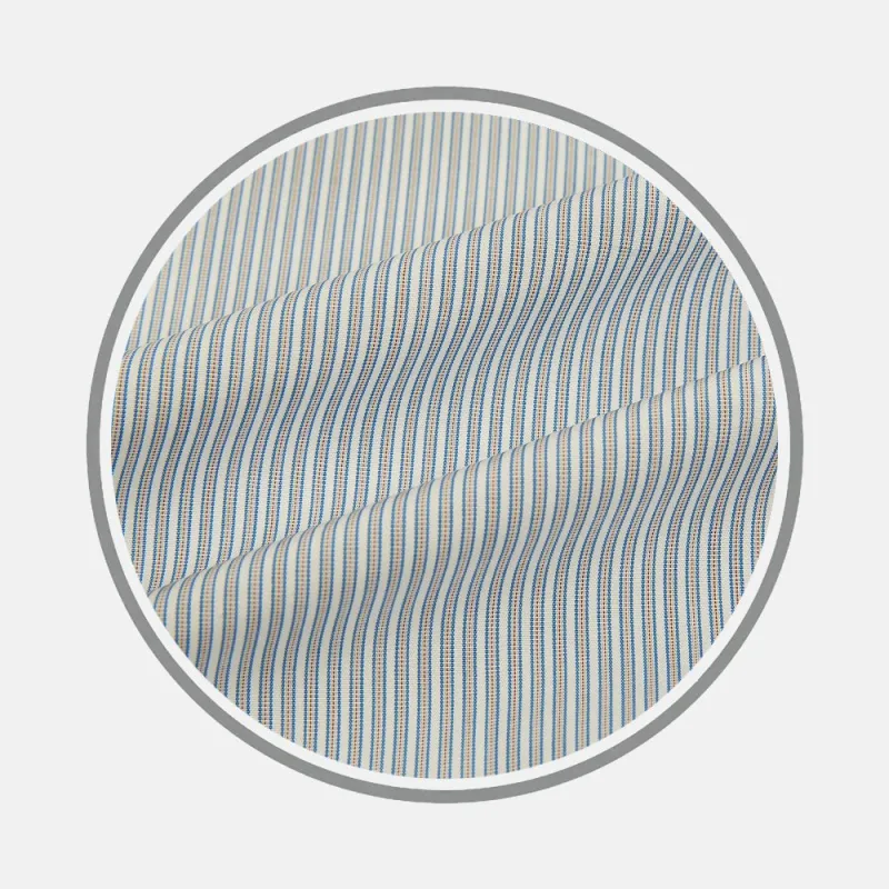Blue/Brown Ticking Stripe Fabric sold by Turnbull & Asser