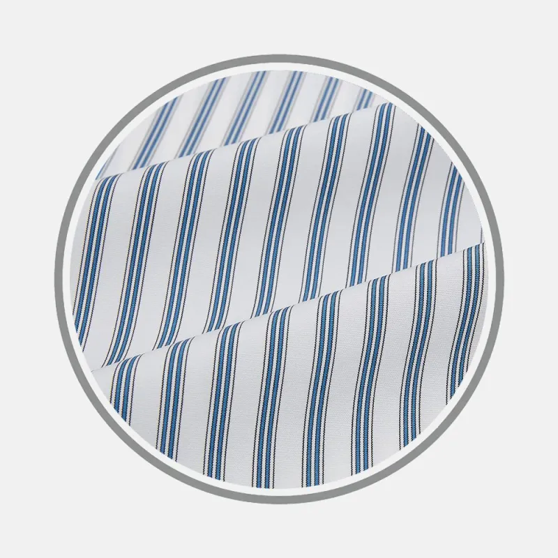 Blue Multi Wide Track Stripe Fabric sold by Turnbull & Asser