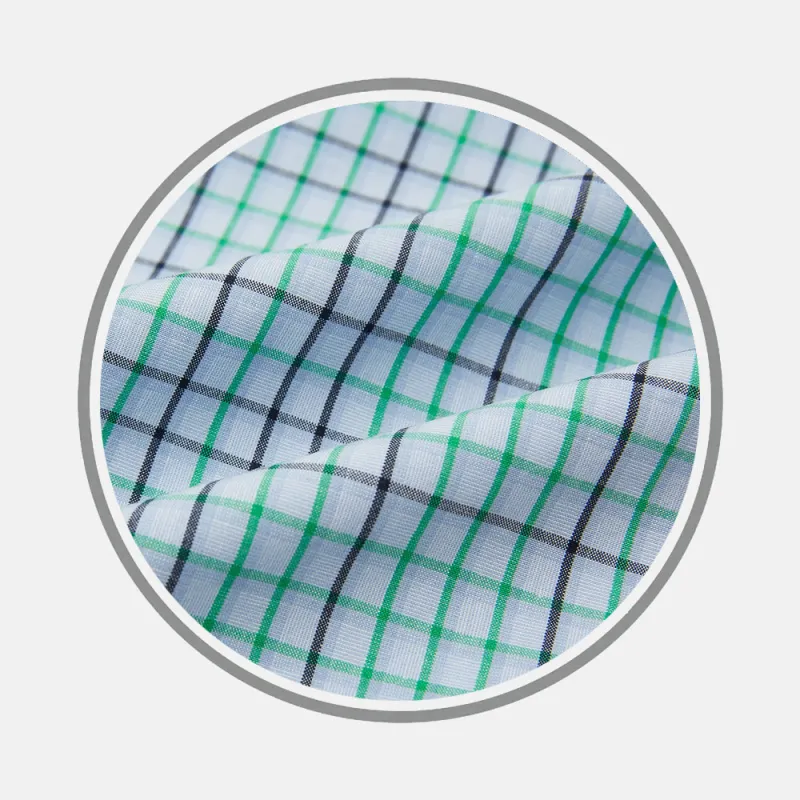 Green and Blue Shadow Check Fabric sold by Turnbull & Asser