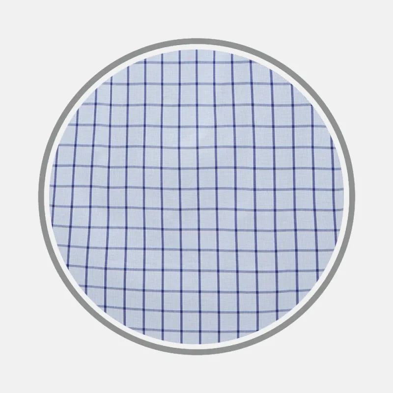 Navy Blue Windowpane Check Fabric sold by Turnbull & Asser