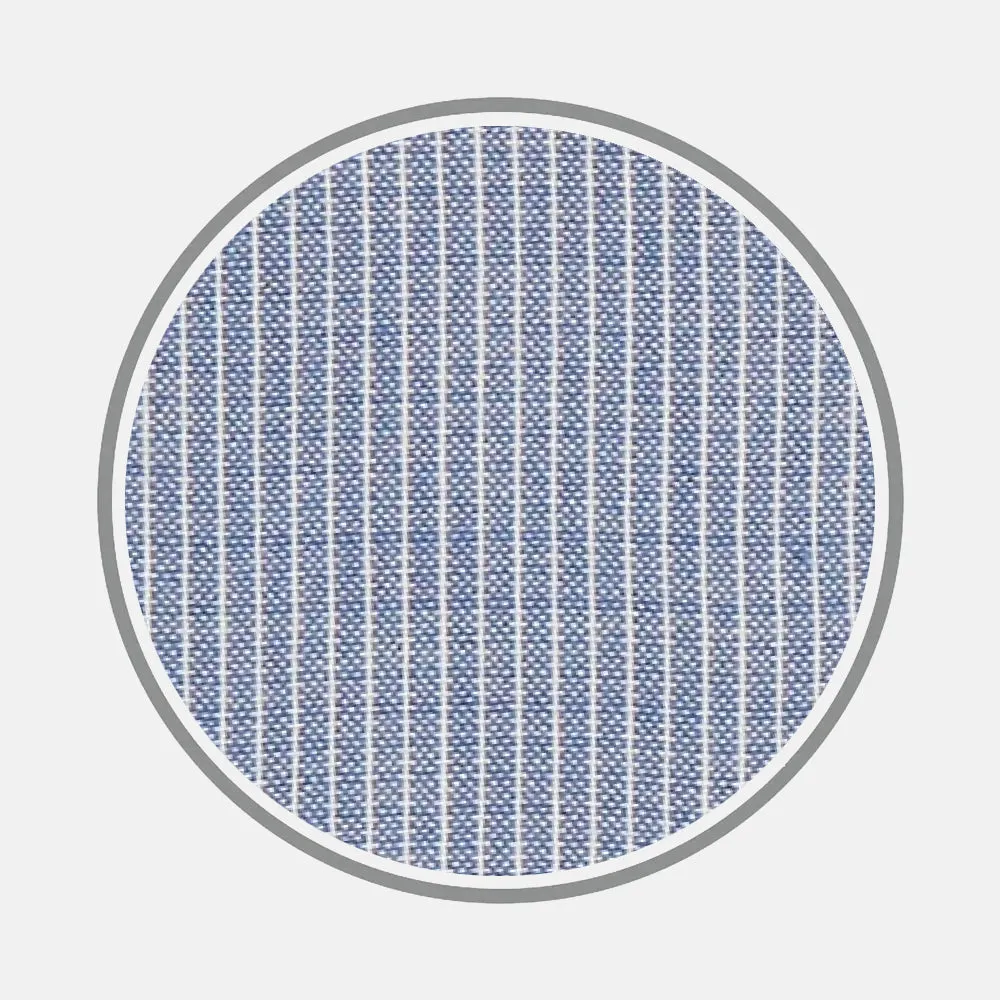 Blue Pencil Stripe Textured Lightweight Fabric sold by Turnbull & Asser