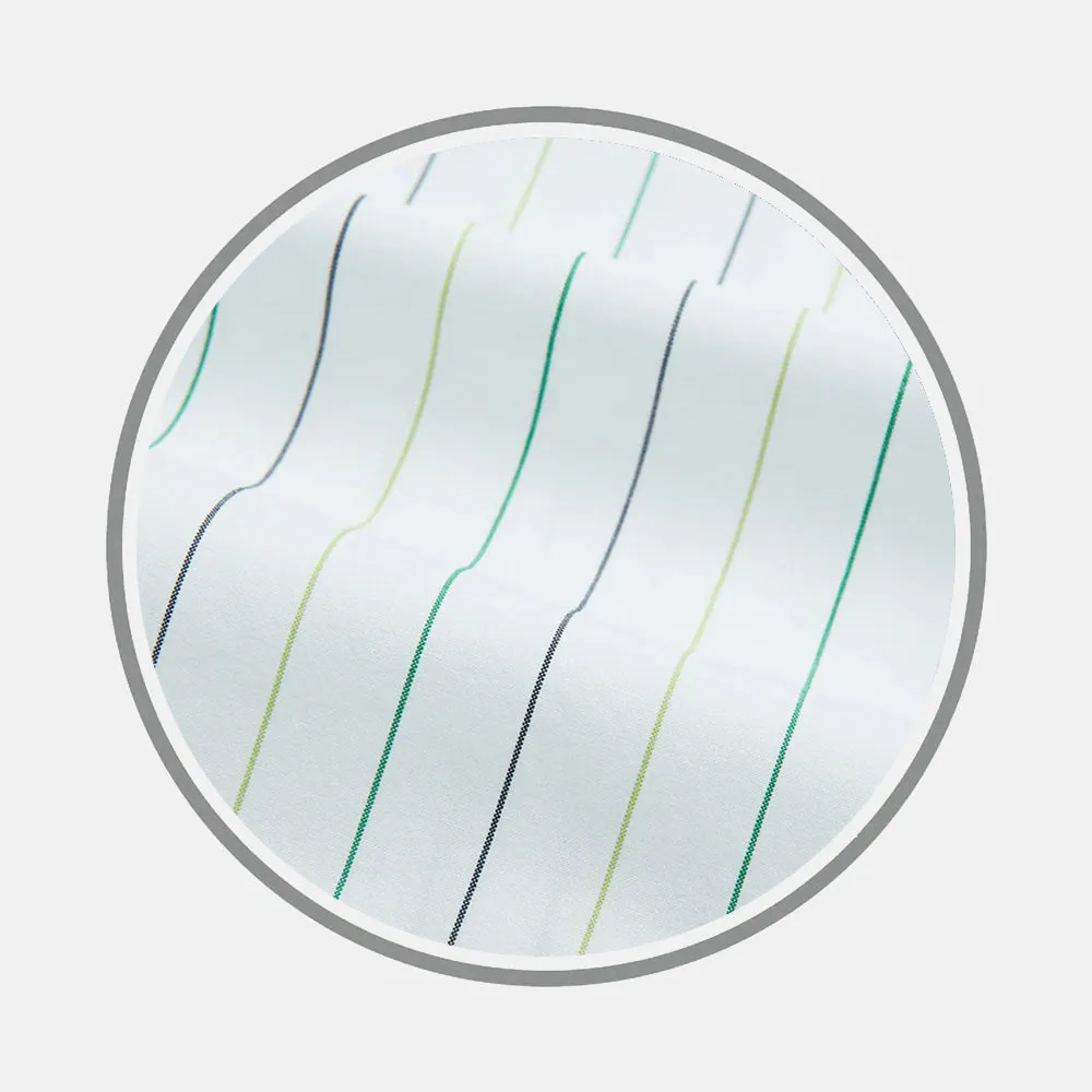 Green Wide Pinstripe Fabric sold by Turnbull & Asser