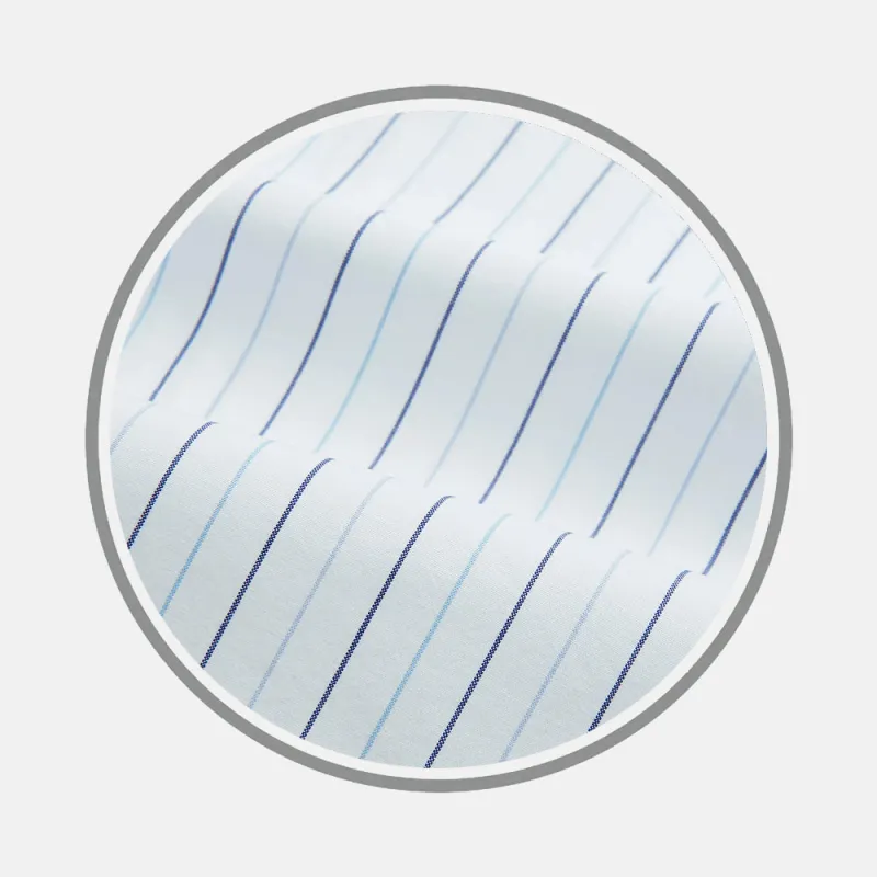 Navy and Blue Wide Pinstripe Fabric sold by Turnbull & Asser