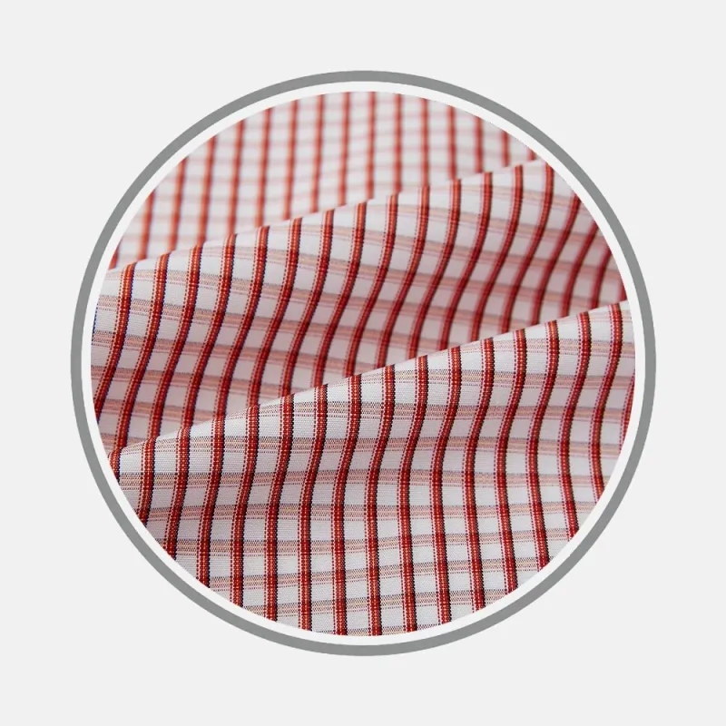 Red Micro Shadow Check Fabric sold by Turnbull & Asser