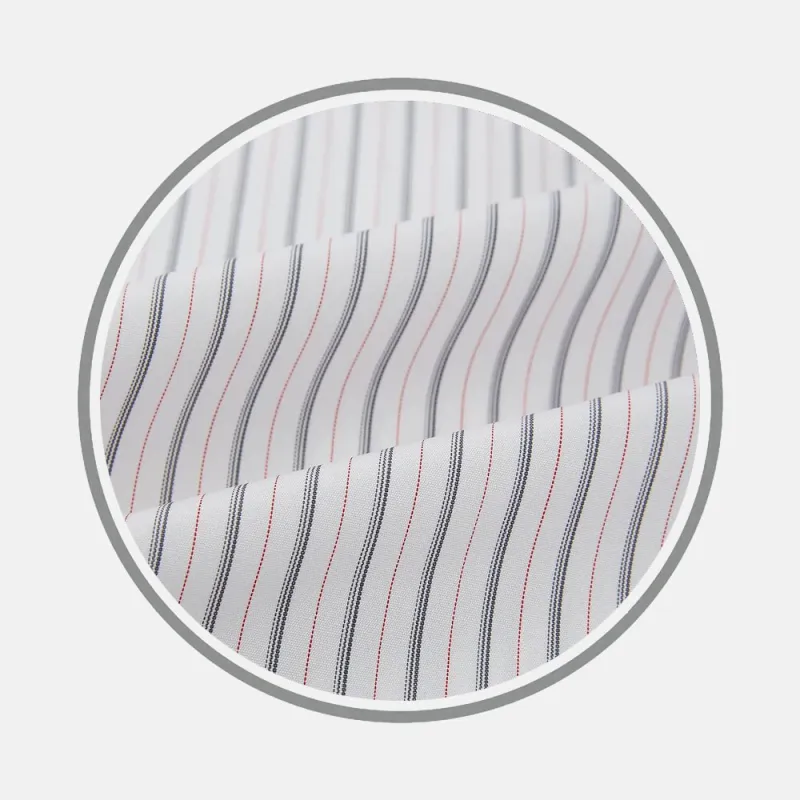 Midnight Blue And Red Ticking Stripe Fabric sold by Turnbull & Asser