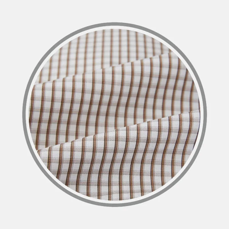Coffee Micro Shadow Check Fabric sold by Turnbull & Asser