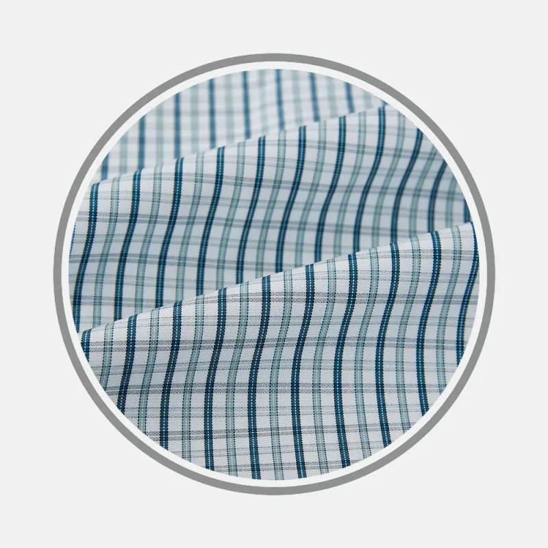 Light Petrol Micro Tattersall Fabric sold by Turnbull & Asser