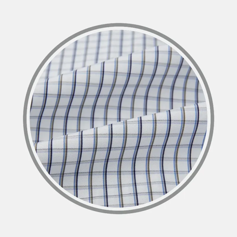 Blue And Coffee Tattersall Fabric sold by Turnbull & Asser