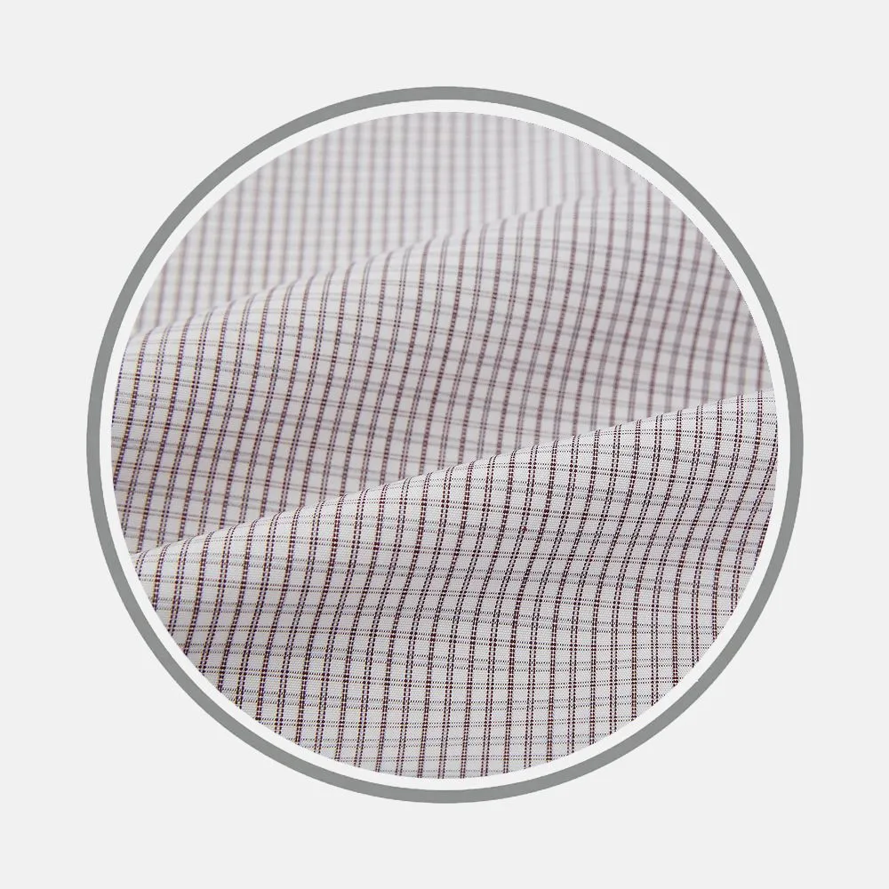 Burgundy Micro Tattersall Fabric sold by Turnbull & Asser
